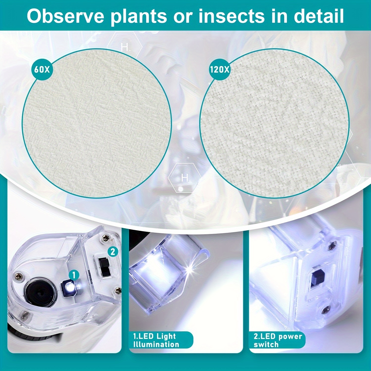 Miniscopio Bambini, Mini Labsters Microscopio portatile con 4 pz  Microscopio Slides per l'apprendimento, Mini Scope per l'istruzione,  l'apprendimento