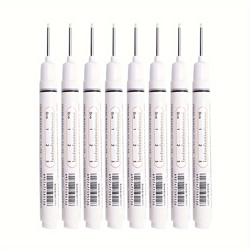 Image of 8pcs Long Head Markers Bathroom Woodworking Decoration Deep Hole Marker Pens Red Black Blue Green White Markers Pens For Ceramic Tile Decoration