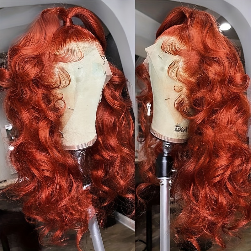 

Elegant Ginger Body Wave Lace Front Wig For Women - 13x4 Heat Resistant Synthetic Fiber, For Daily & Halloween Use