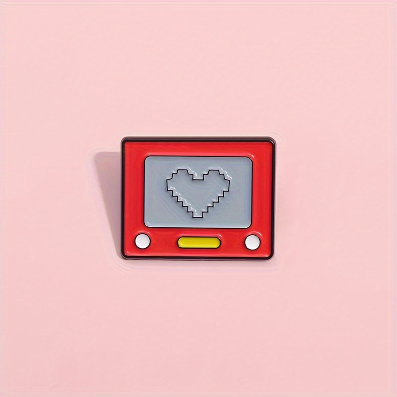 

1pc Broche en Émail Art Pixel en de Cœur Rétro – Badge en pour Vêtements & Sacs à Dos, Design Rouge & , pour Amis, ou Festivals