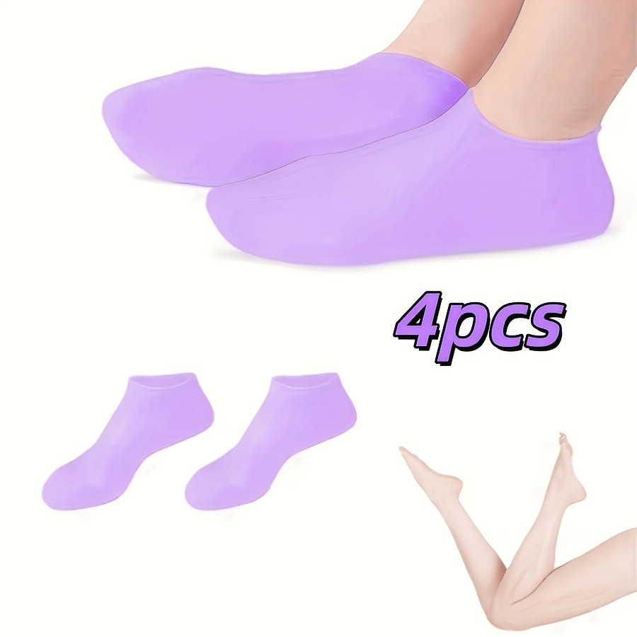 TEMU 4 de calcetines de silicona para mujer - Calcetines hidratantes para el cuidado de los pies, 2 de calcetines hidratantes de gel de aloe vera,
