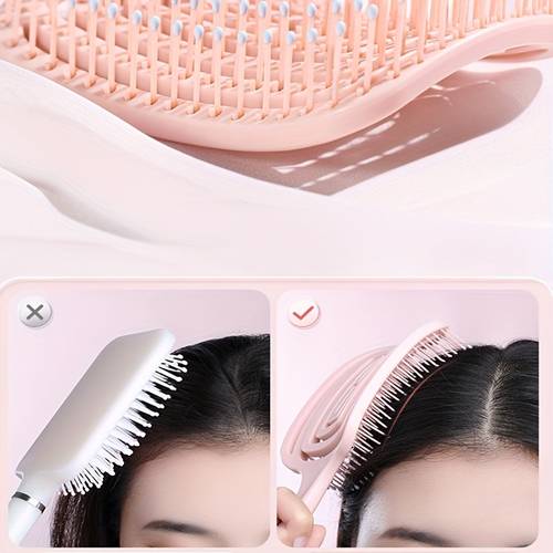 ergonomic curved rib comb wide tooth knotting and styling brush suitable for all hair types scalp massage fluffy and plump