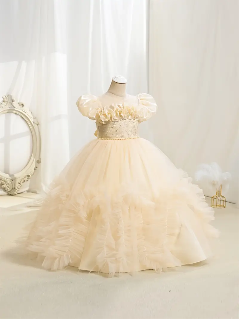 girls party dress sleeveless length tulle gown ruffle - Temu girls party dress sleeveless length tulle gown ruffle - Temu