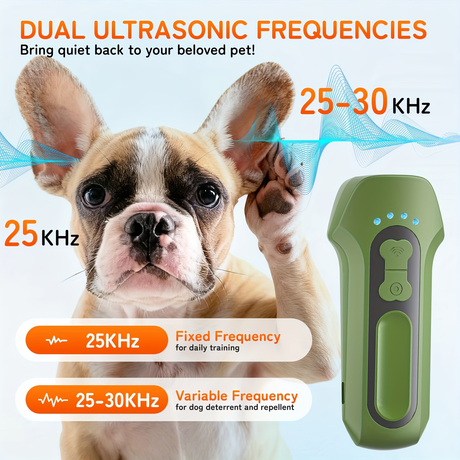 BESSWIN Portable Soundwave Technology Pet Behavior Guidance Device 19.81meter Effective Range Safe Indoor Outdoor Dog Training