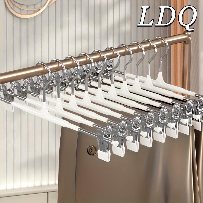 

10pcs, Stainless Steel Trouser Hanger Clip - Retractable, Traceless, And Easy To Use - Perfect For Wardrobe, Ideal For Drying Skirts And Clothes For Hotel