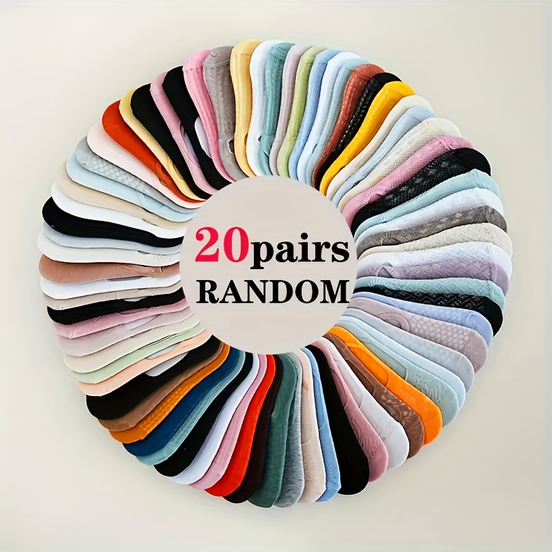Random 20 Pairs Women's Boat Socks Spring Summer Thin Invisible Socks Women's Socks Multicolor Matching Comfortable Breathable Style Women's Socks Versatile Soft Socks