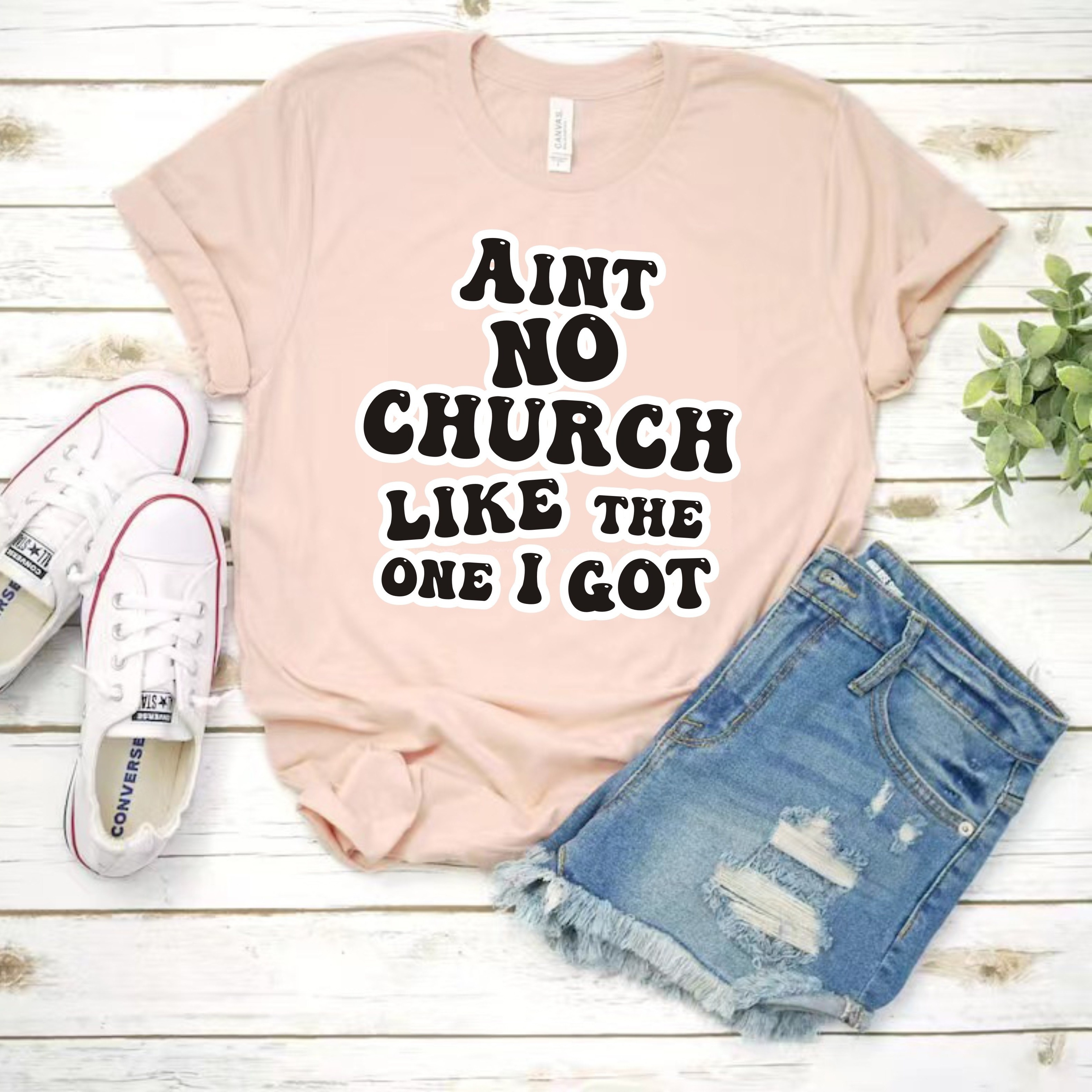 

Inspirational 'ain't No Church Like ' Dtf - Heat Press Film For Diy T-shirts, Women' Supplies, Black Pvc