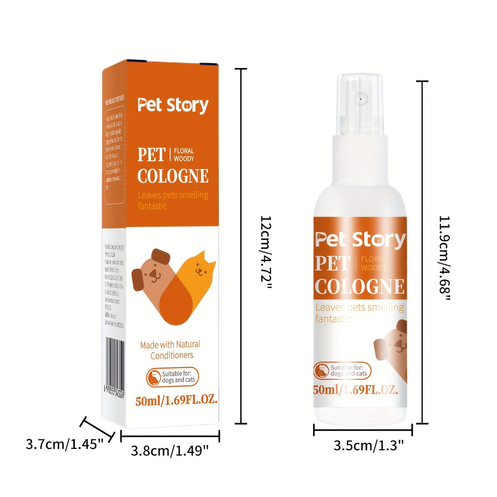 Pet Cologne Spray For Dogs And Cats, Natural Deodorizing Floralwoody