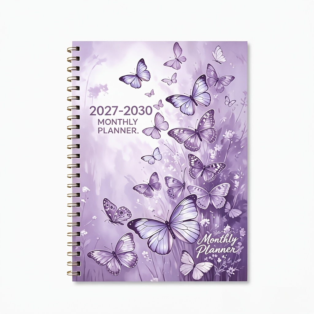TEMU 1 Volume, Planificateur Mensuel 2027-2030, Calendrier Quatre Ans, Couverture à Numérotation Papillon, Planification Calendrier Annuel, Onglets