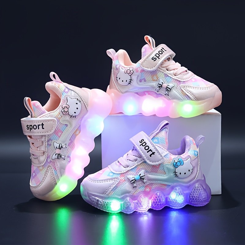 Meisjes Glow-Up Sneakers met Gratis PV-Activatie - Multicolor Nacht, Ademend Mesh & Sluiting