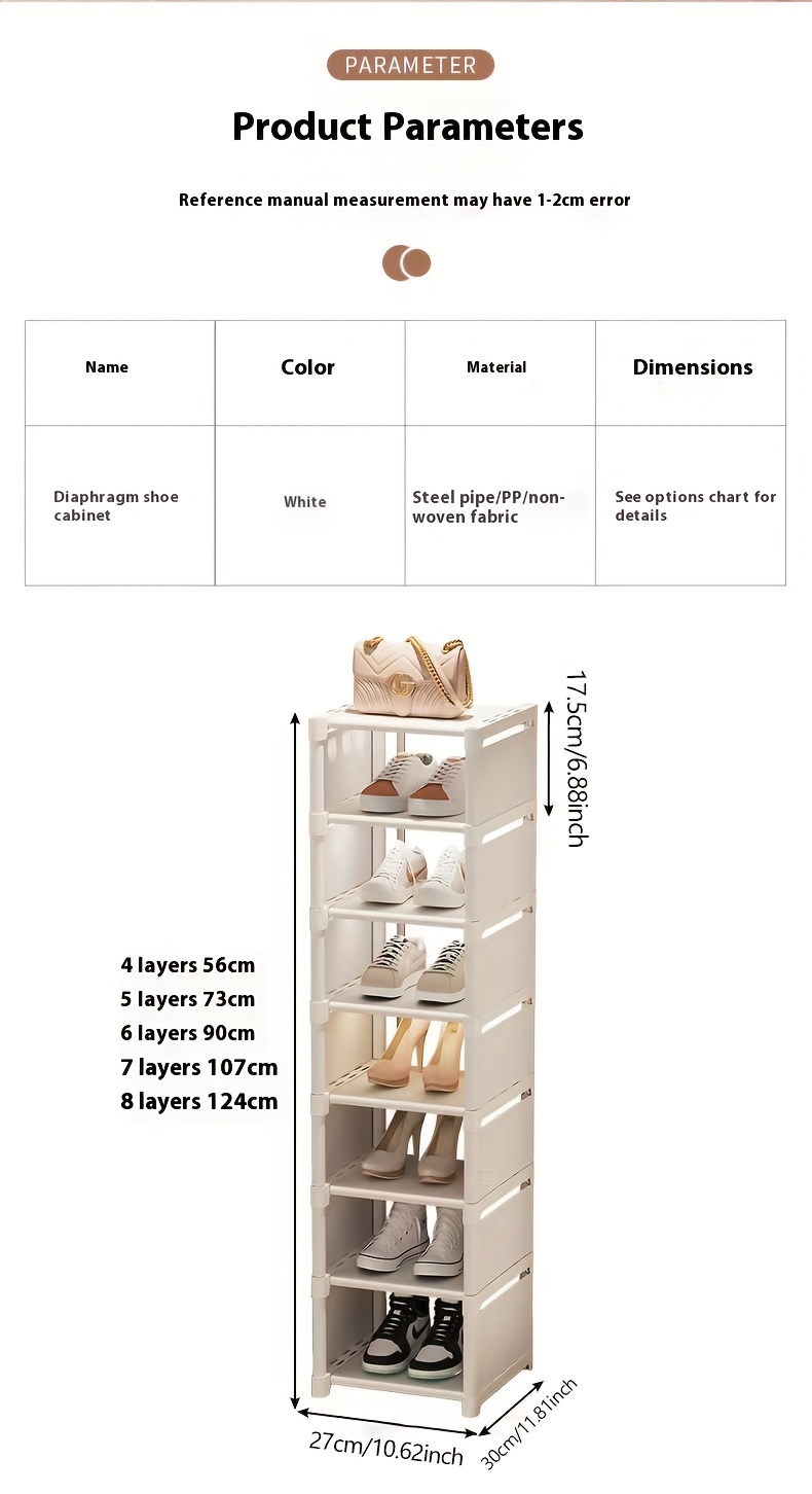 vertical narrow high shoe rack suitable for front door entrance 7 layer sturdy metal shoe rack storage rack suitable for closet entrance 4 7 pairs of shoes and boots storage rack space saving stackable shoe rack details 9