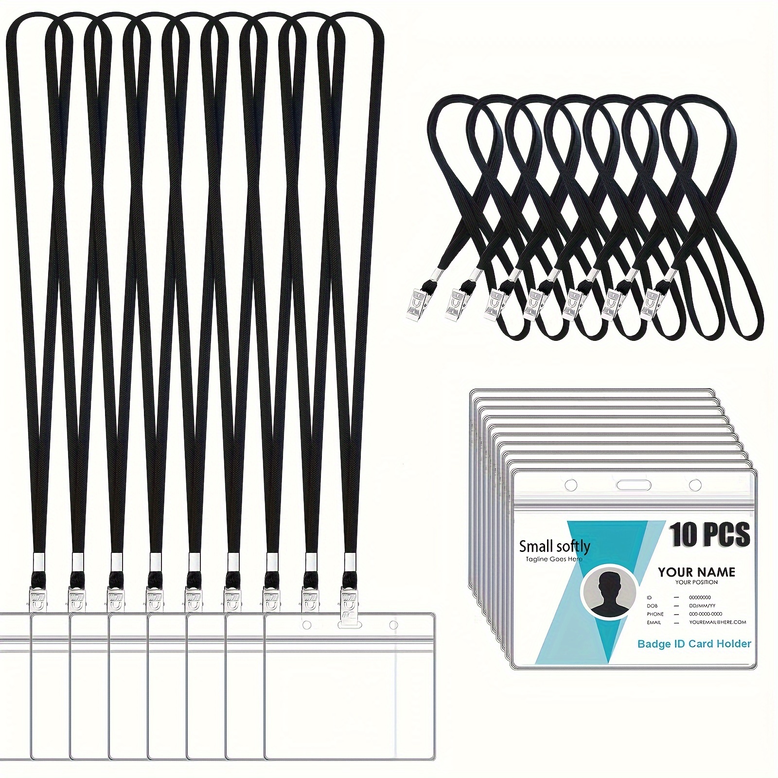 

10 Pack High-quality Lanyards With Badge Id Card Holders - Durable, Waterproof, And