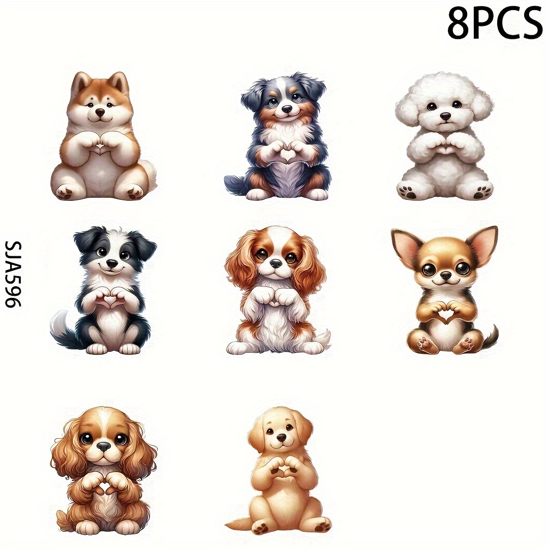 

8pcs Cute Dog Pattern Uv Dtf Cup Stickers, Waterproof Sticker Pack For Decorating Mugs, Cups, Bottles, School Supplies, Etc, Arts Crafts, Diy Art Supplies