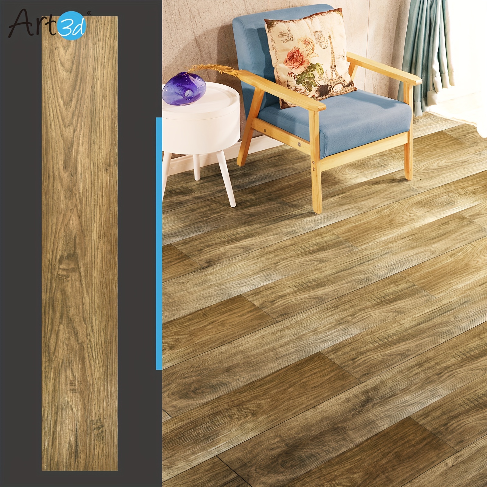 

36pcs Art3d Luxury Vinyl Flooring Tiles, 36" X 6", 54 - Easy , Waterproof, Fire & Scratch Resistant, Ashtree Wood Look, Ideal For Home Decor & Diy Projects