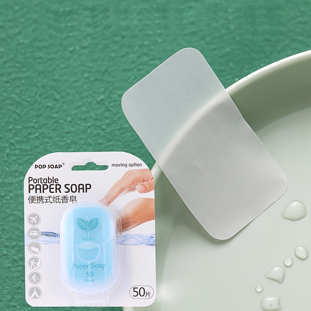   portable paper soap sheets for outdoor travel disposable hands cleansing leaves on the go compact travel   paper details 7