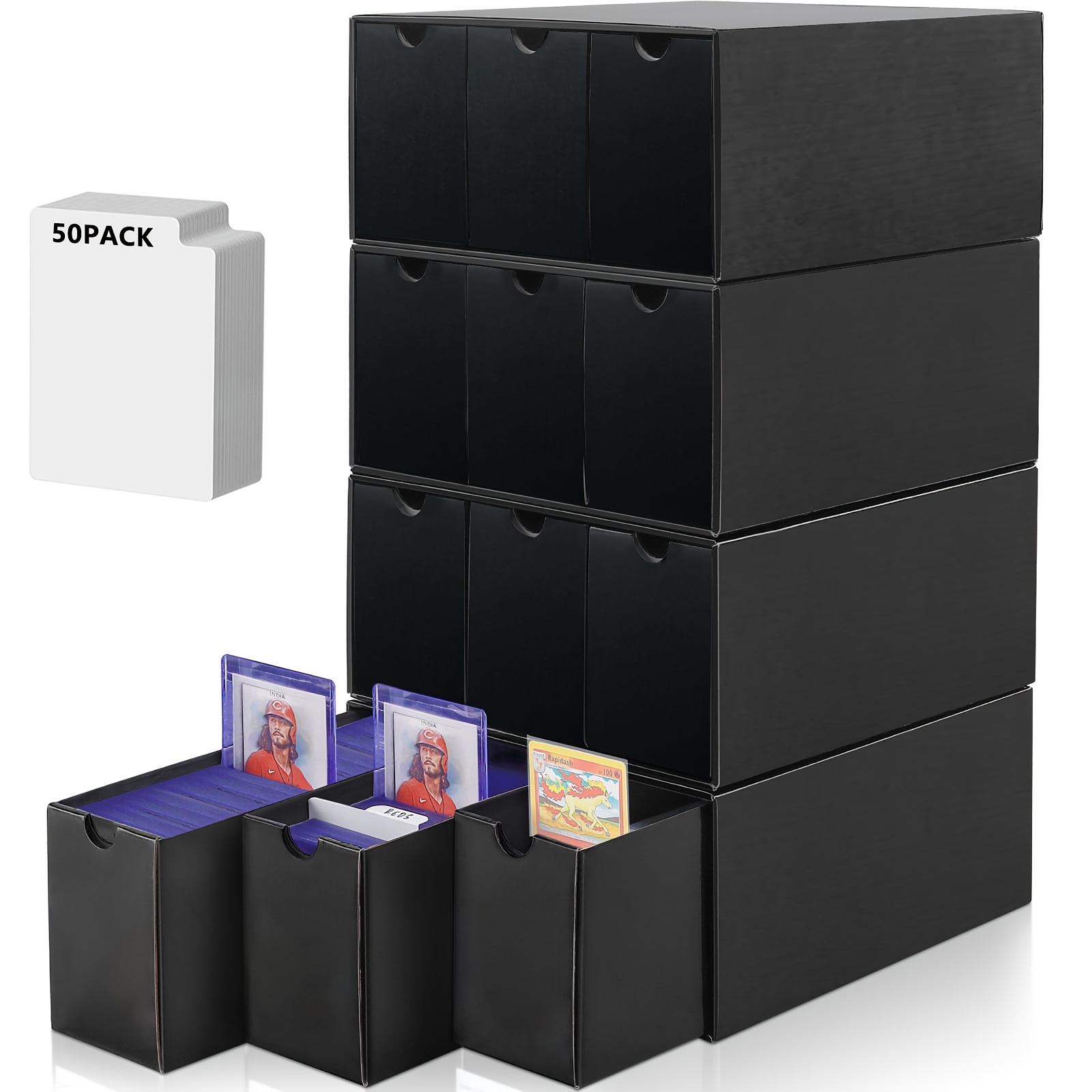 

Trading Card Storage Of 12 With 50 Dividers - Cardboard Case, Non-waterproof Organizer For Mtg, Baseball , Suitable For 14+