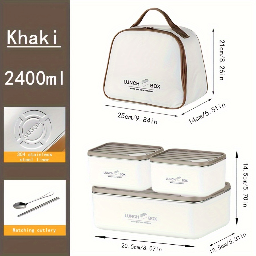 TEMU 3pcs 4pcs 304 Stainless Steel Lunch Box Lunch Box Dinner Box Outdoor Lunch Box Bento Box Insulated With Insulated Bag For Office Workers Outdoor