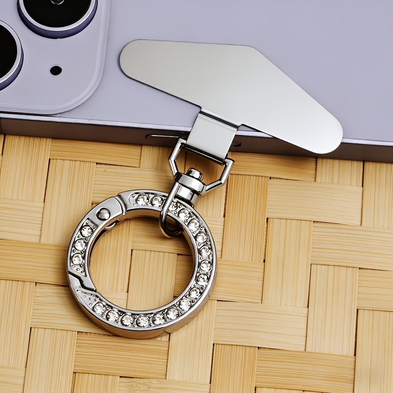 TEMU 1 pièce Clip de lanière de téléphone rotatif en acier inoxydable avec porte-clés à anneau à ressort en métal brillant, connecteur de sangle de