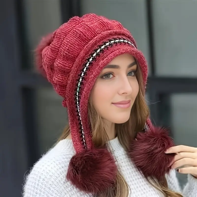 Fantasy-Fleece-Beanie-Mütze mit Ohrenklappen, dehnbarem Acrylgewebe, verstellbare Kappe und Aufbewahrungstasche, Handwäsche oder Details 2