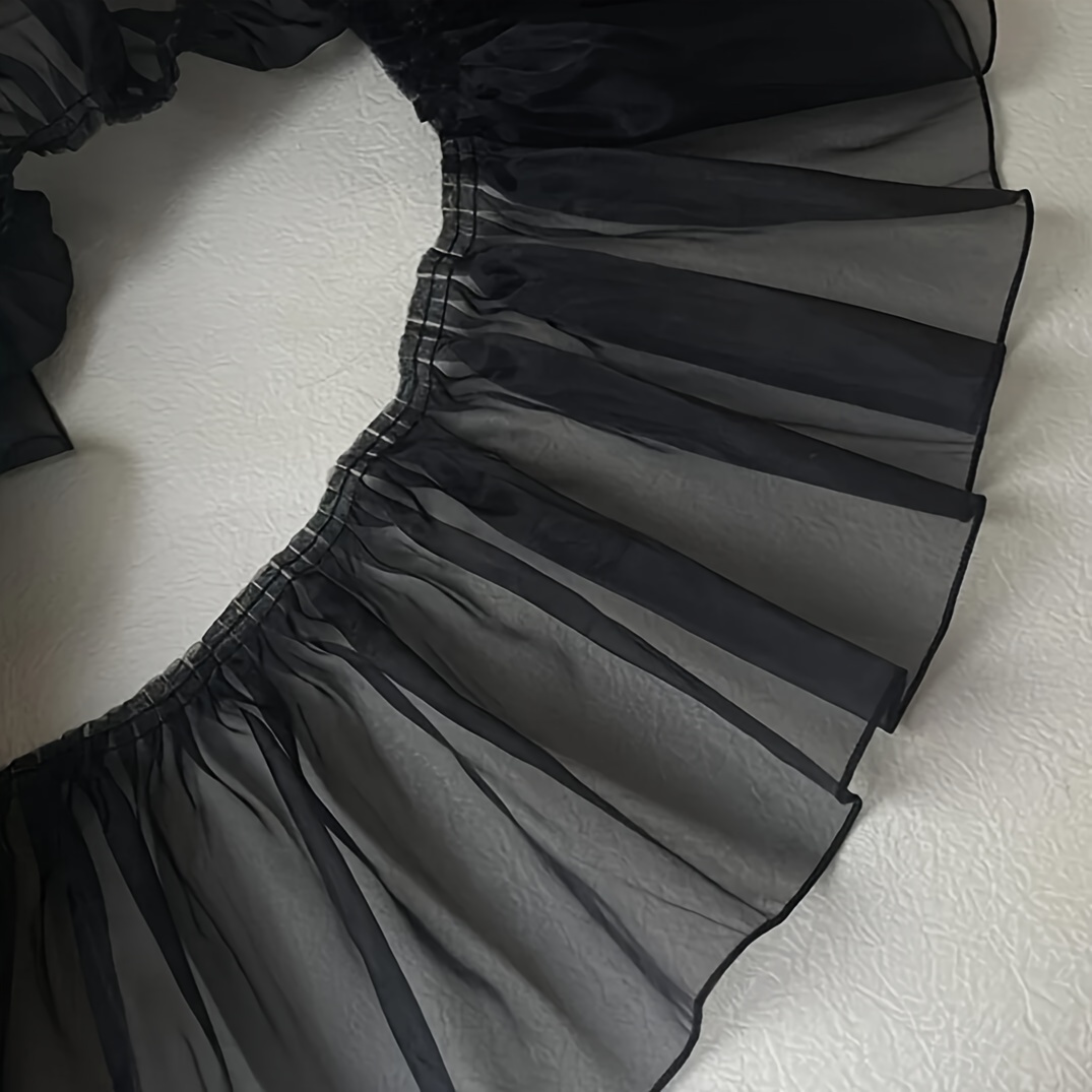 1 Yard 20cm Wide Black Tulle Organza 3d Pleated Rolled Lace Fabric Ruffle Trim Embroidered Tassel Ribbon Dress Sewing Decor