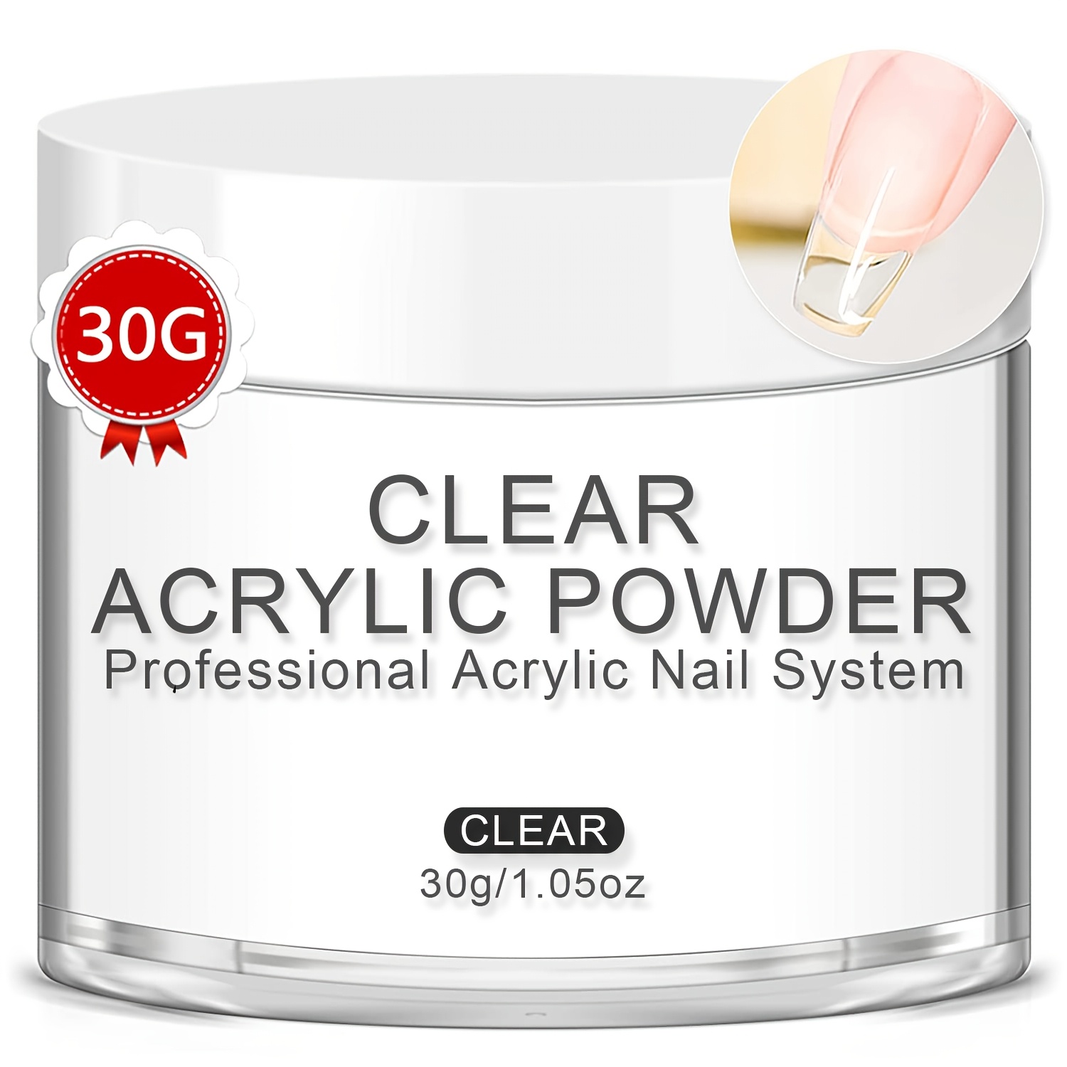transparentes rosa-weißes nude acrylpulver - 30g professionelles acrylnagelpulver für acrylnagelverlängerung, 3d nagelkunst polymerpulver, keine nagellampe erforderlich