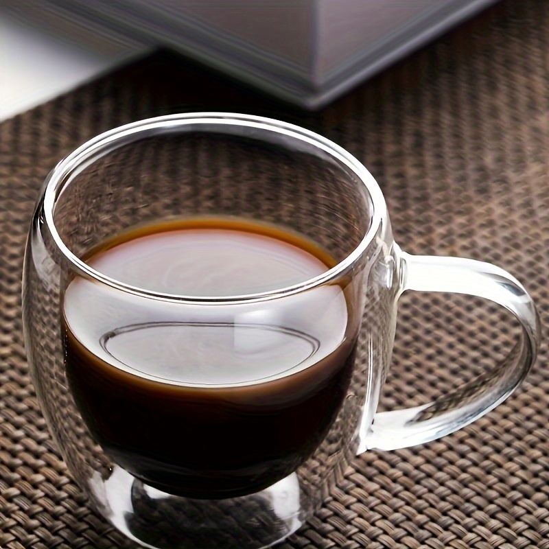 1pc 250ml double walled glass mug with handle reusable leak proof round shape with unique pattern ideal for coffee     christmas ramadan graduation juneteenth gifts coffee cup Product details 5