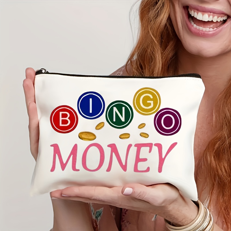 

Bingo Money Canvas Cosmetic Bag For Women - Portable Makeup Pouch, Student Pen Case, Zippered Organizer, Travel Kit, -free, Ideal Gift And Sisters