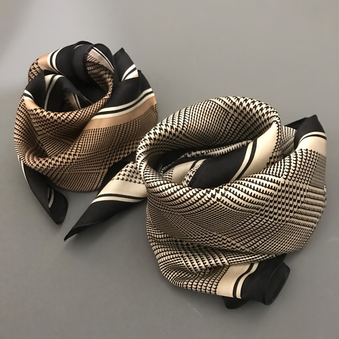 

Men's Lightweight Warm Scarf, Vintage Pattern, Silk , Neck Protection, Decorative Small Square Scarf For Professional Wear, Thin,