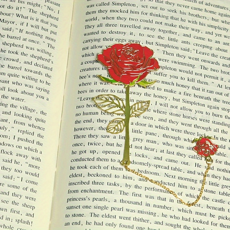 

1pc Rose Flower Bookmark, National Style Tassel Retro Exquisite Gift Bookmark Creative Metal Rose Flower Bookmark