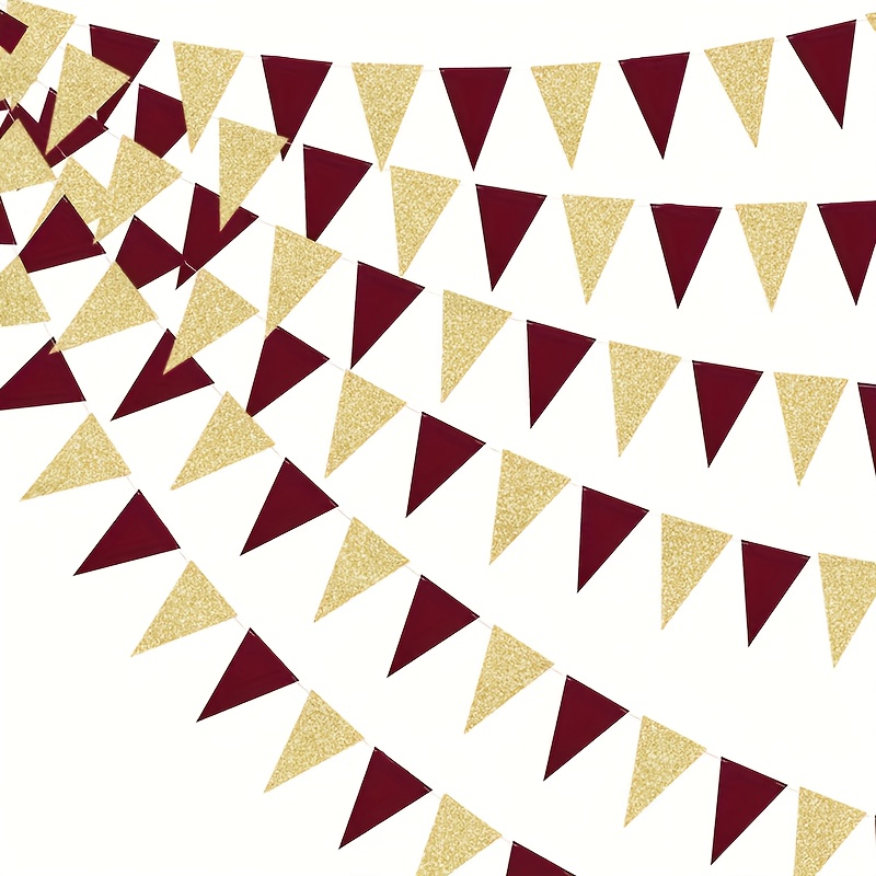 10pcs Pack Glittering Sparkling Triangle Banners Suitable For Birthdays, Weddings, - Shiny Glitter Flags For Party Decorations, Elegant For Entryway, Room, Events