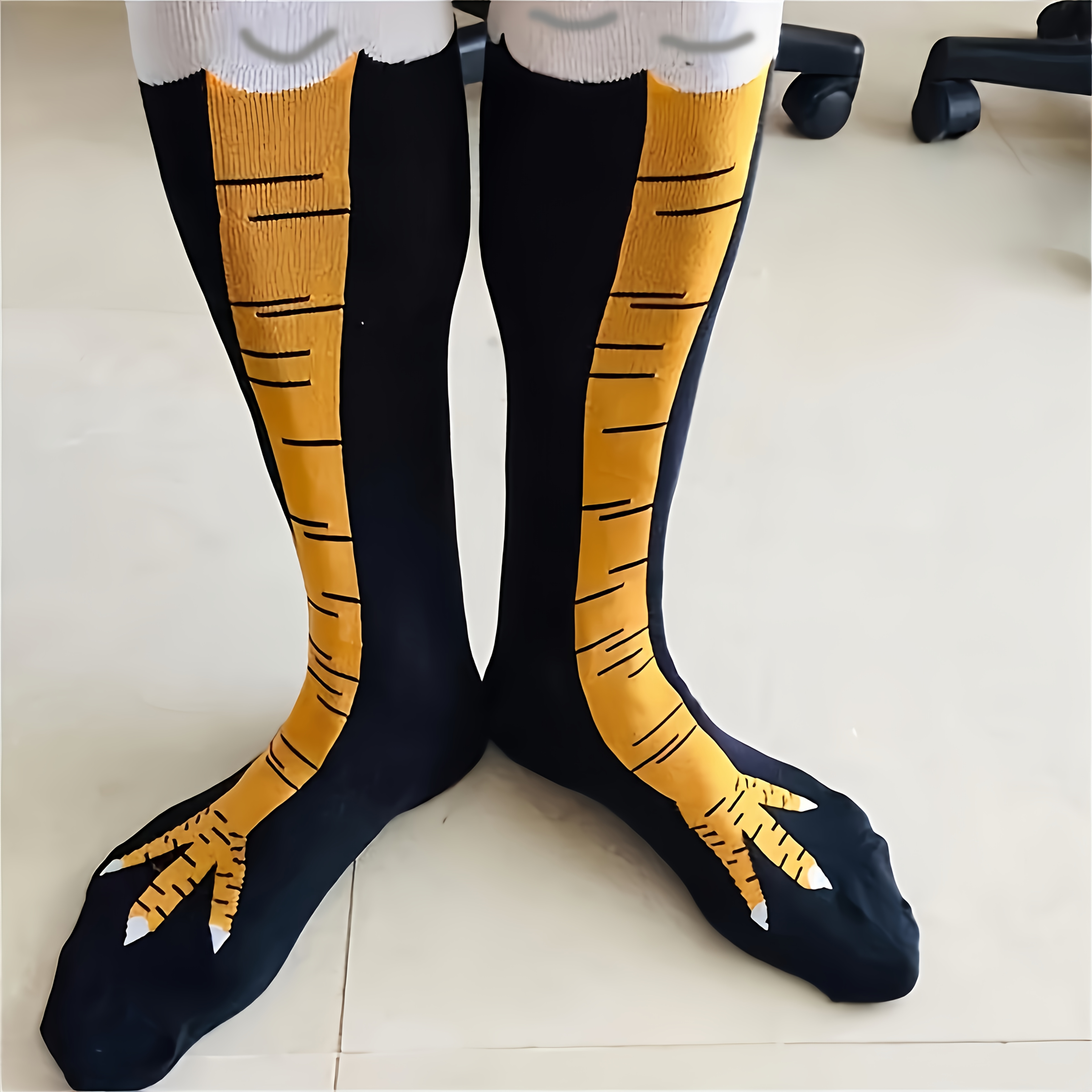 1/3 Pair Of Funny Chicken Feet Men's High-top Athletic Socks, Thigh-high, Suitable For Fitness And Hip-hop Competitions, Moisture-wicking And Casual Wear, Cute Cartoon Patterns