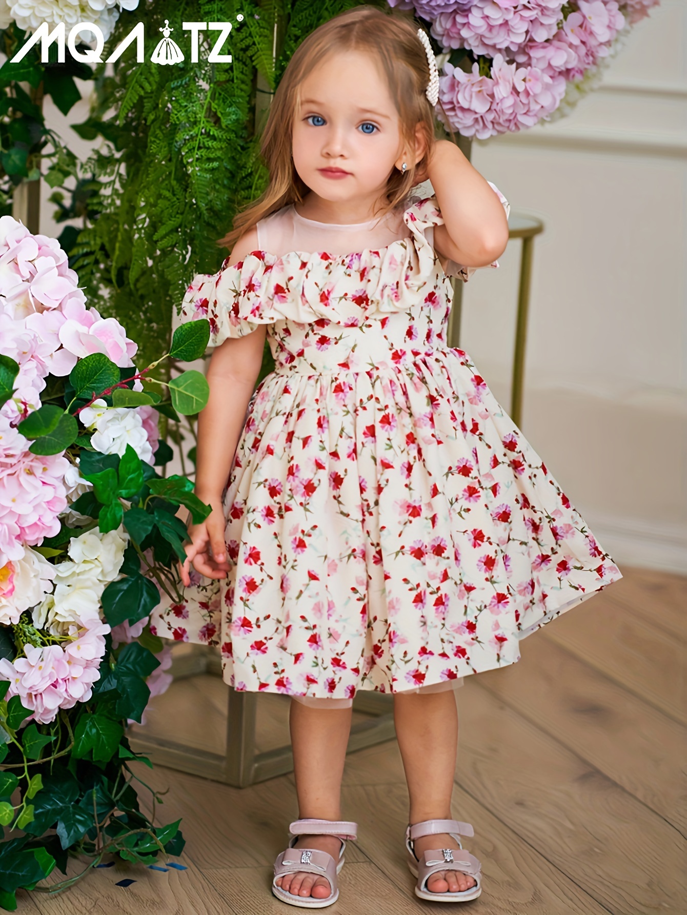 Baby Girl Feather Lace Sleeve Floral Fairy Princess Dress - Temu