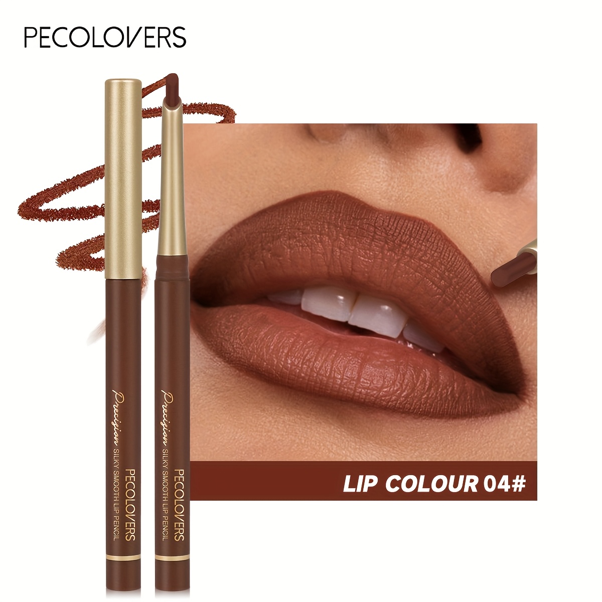 Matte Lip Liner Pencil With A Six-color Range, Featuring A Beveled Tip For Contouring Lips. This Nude Brown Lipstick Pencil End And Is Waterproof For Long-lasting Wear