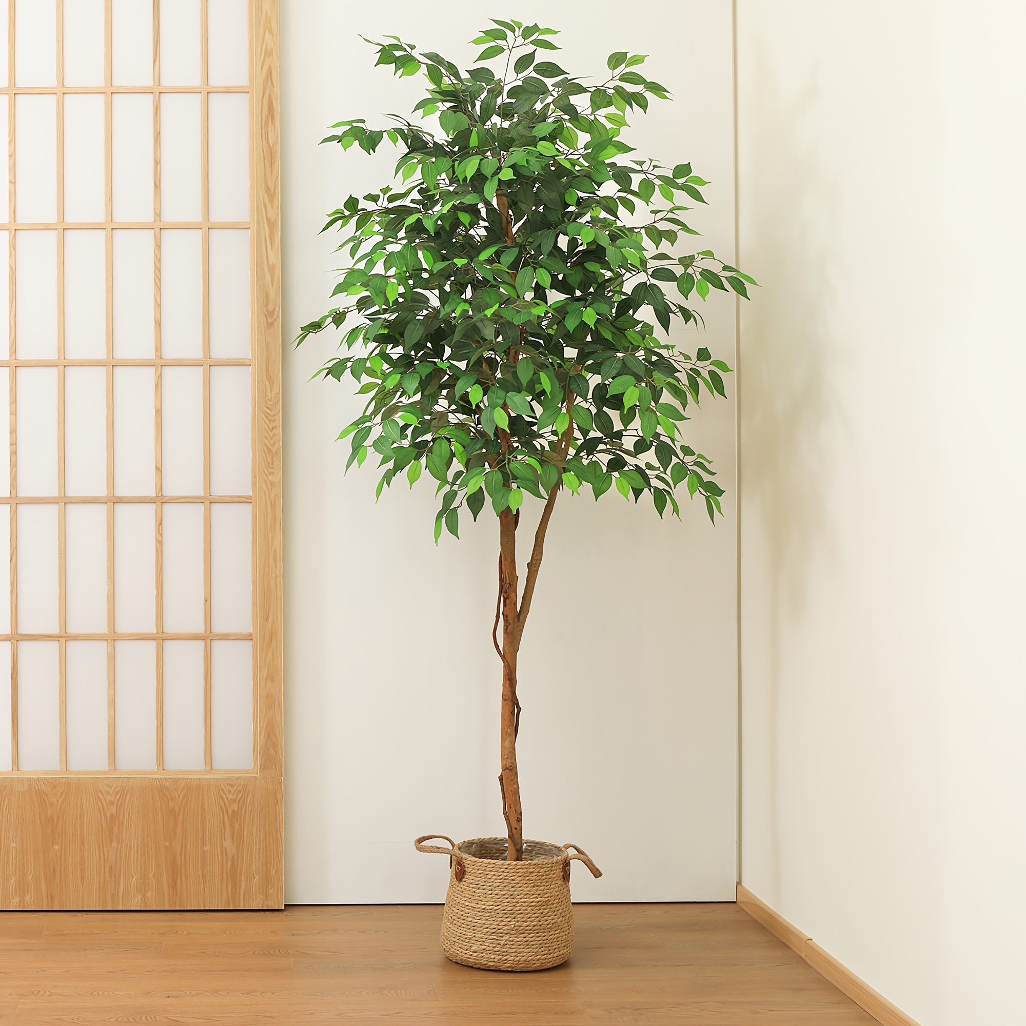 

Tall Artificial Tree - Fake Greenery Potted Plant Wood Trunk And Lifelike Leaves-elegant Indoor Room Home Decor