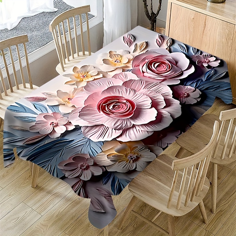 

1pc, Table Cover, Modern Simple Style Decorative Tablecloth, Floral Pattern Stain Resistant Non-slip Wrinkle Resistant Tablecloth, Home Decoration