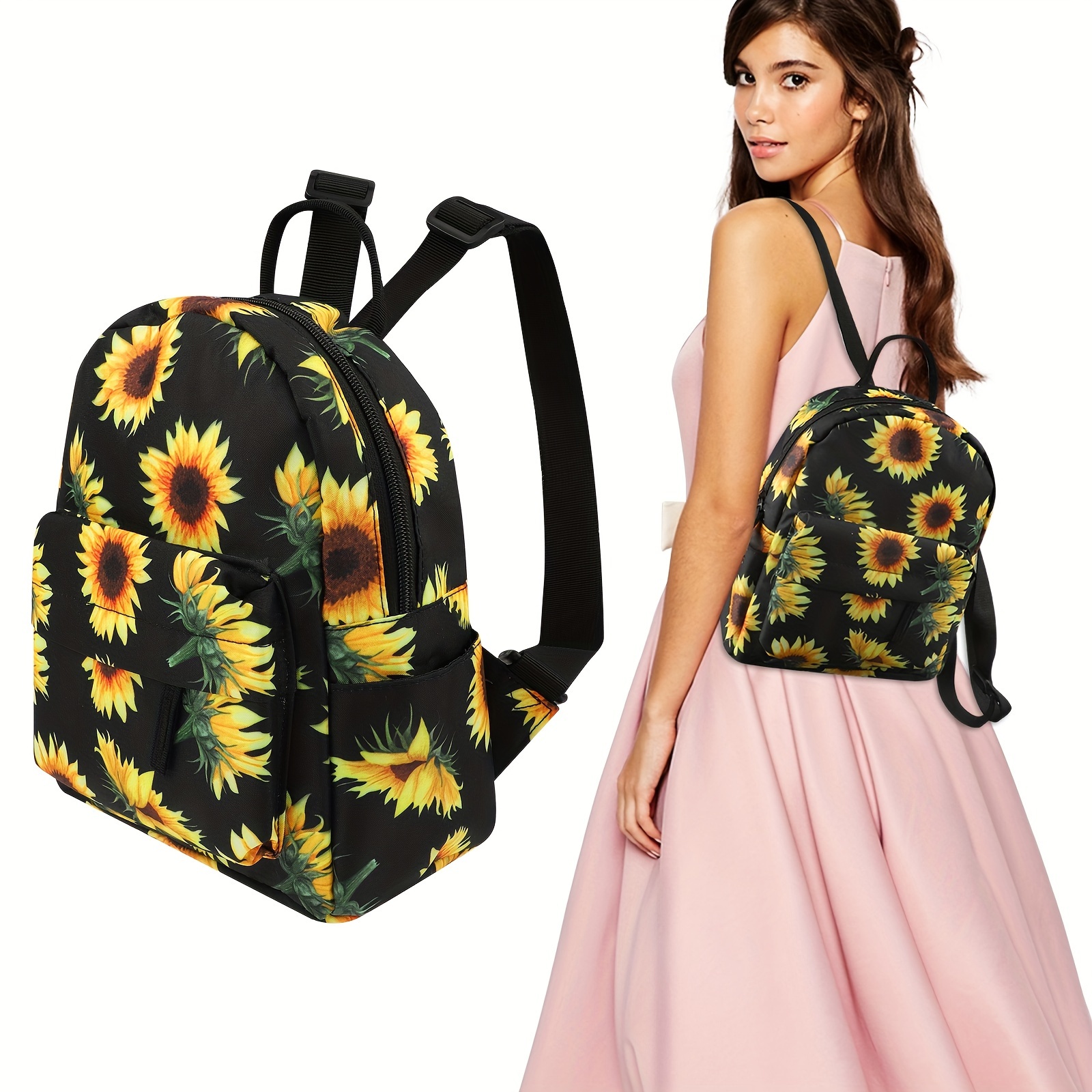 

Women's Mini Backpack, Sunflowers Printing Backpack, Waterproof Purse Rucksack For Women, Perfect For Campus And Travel