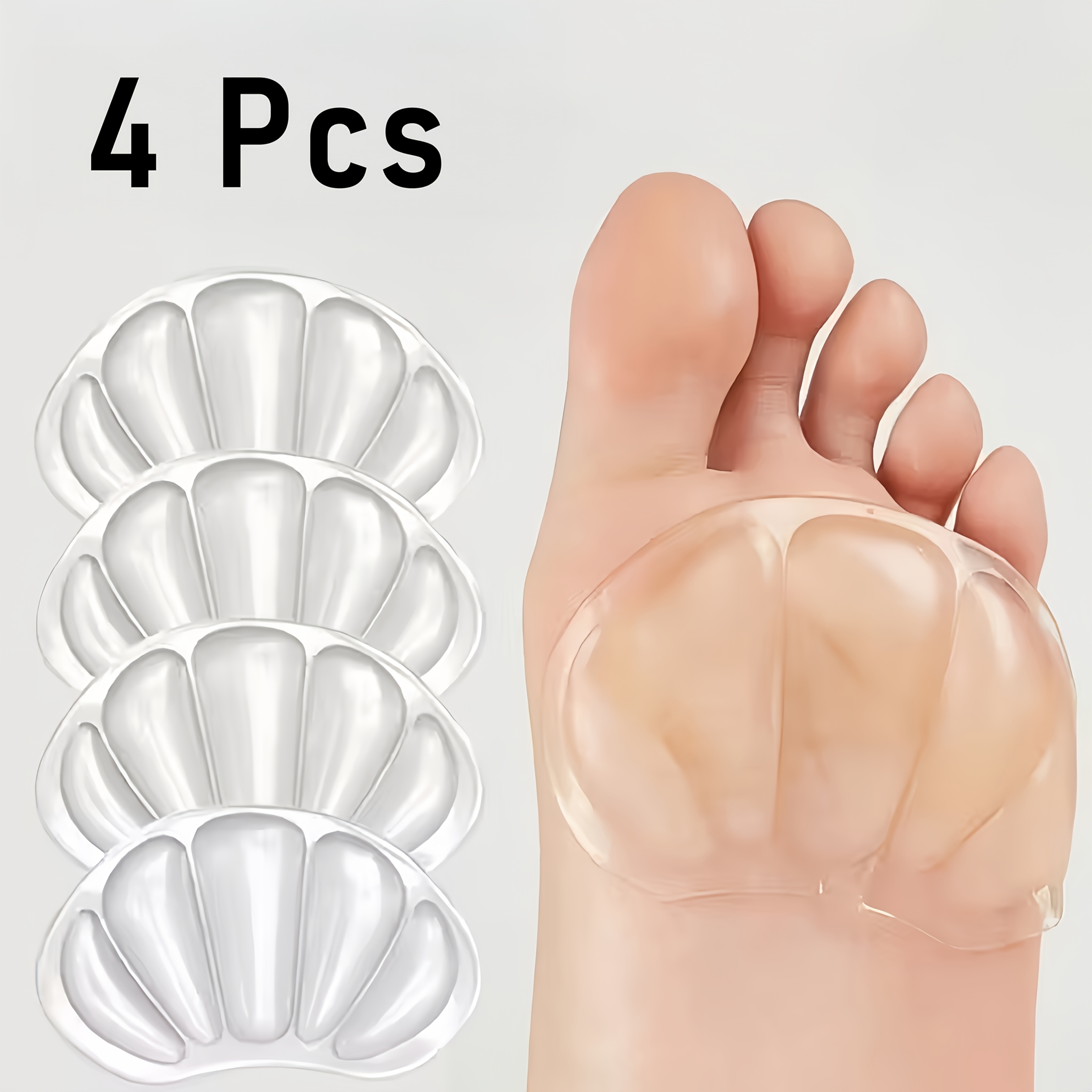 TEMU Of Silicone Transparent Heel Pads, Soft And Comfortable Forefoot Pads, Suitable For High Heels, Casual Shoes, And Other Footwear Types