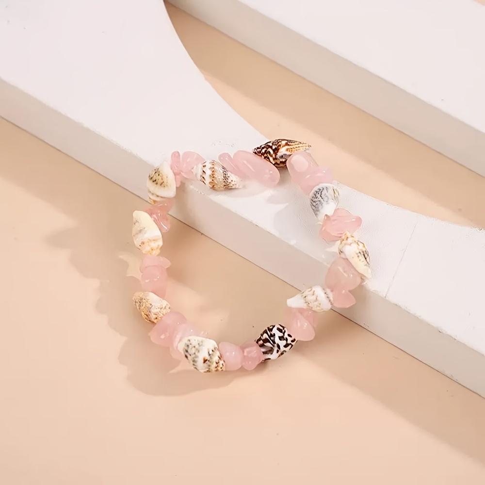 Natural Crystal Crushed Stone Elastic Bracelet, Beach Style Gift