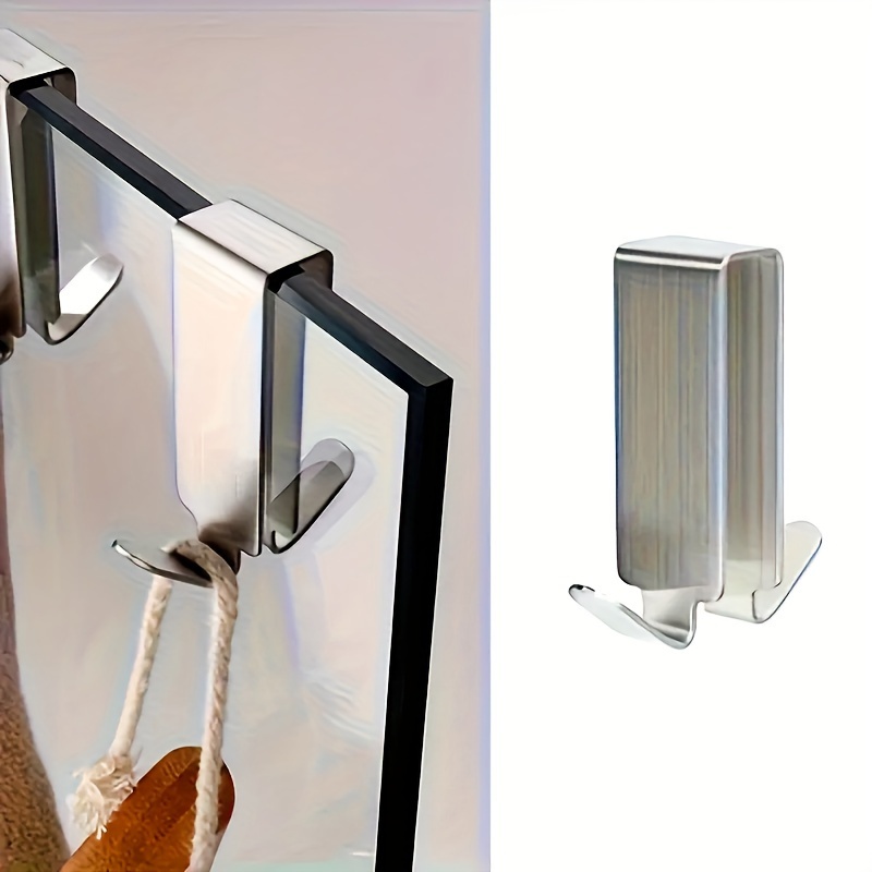 

2pcs Set, 304 Stainless Steel Bathroom , Non-destructive , And Moisture-, For Partitions And Towel Hanging Accessories