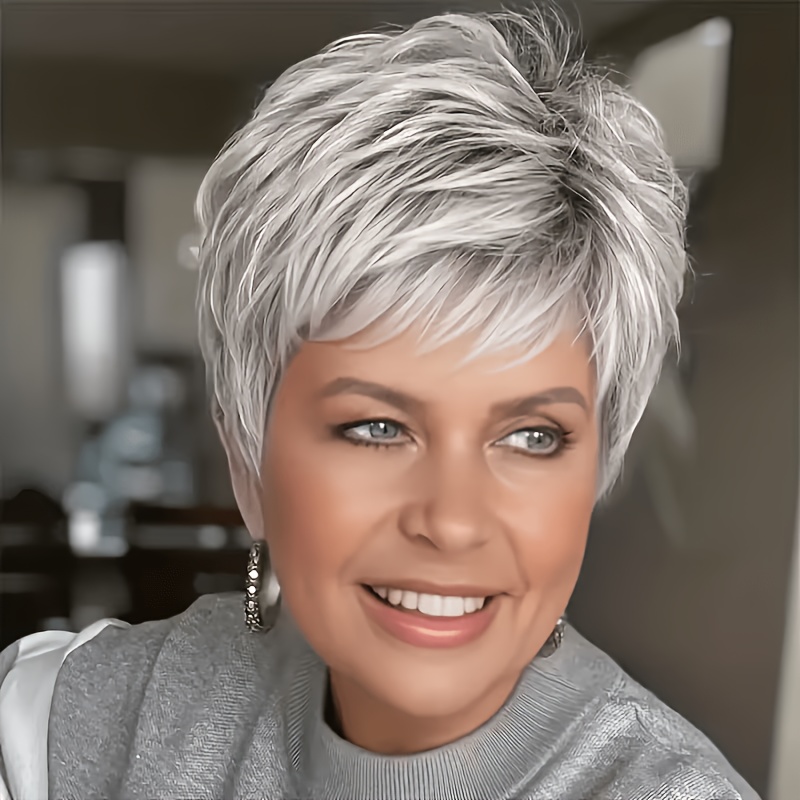 TEMU Perruque courte en cheveux humains fabriquée à avec frange, dentelle, colle, perruques en cheveux brésiliens humains pour femmes, de , 15 cm (6
