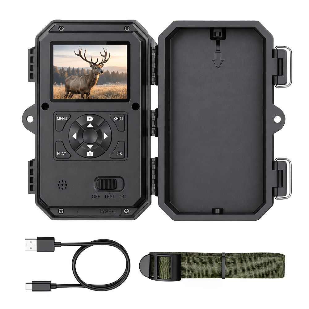 Image of 2.4' Color Screen Outdoor Trail Camera, 48mp 1080p Camera, 0.8s Trigger Speed, 120° Wide Detection, 25m 940nm No-glow Night Vision, Ip66 Wildlife Camera For Farm, Garden And .