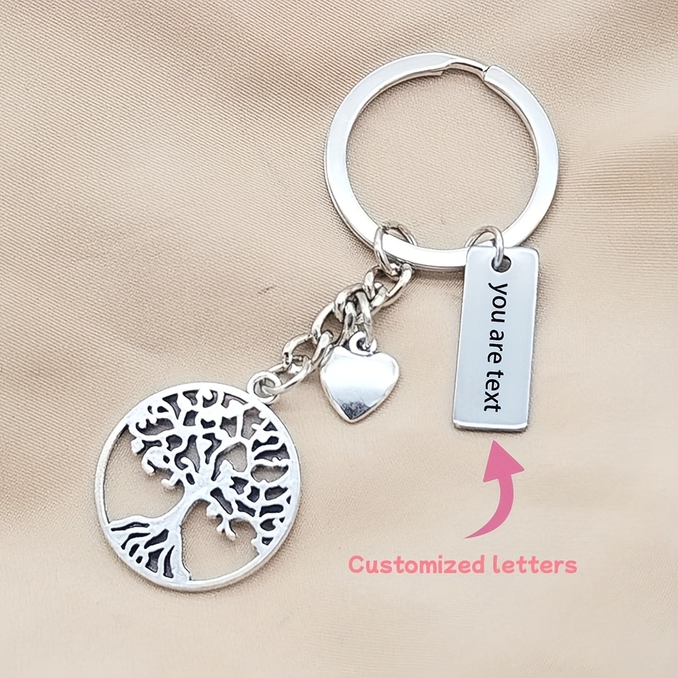 TEMU Portachiavi Personalizzato con Albero della Vita, Amore, Lettere Lunghe, Regalo per Ringraziamento, , San Valentino per Famiglia e