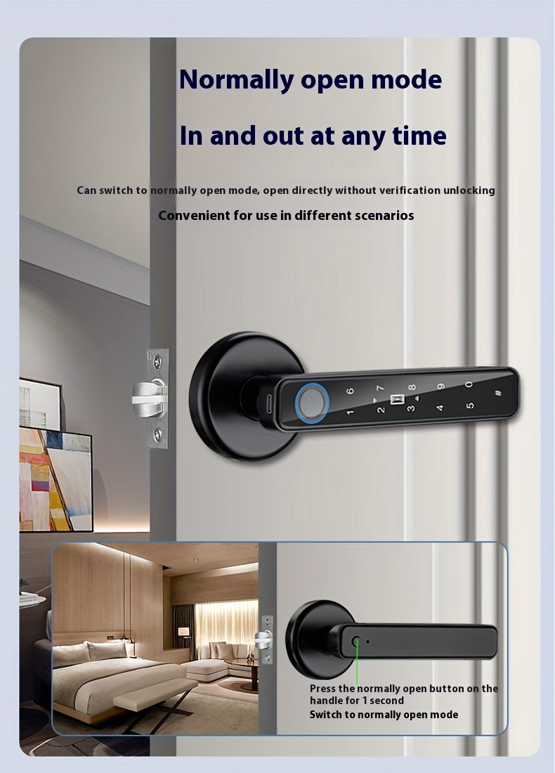 Serrure à empreinte digitale et mot de passe, serrure de porte électronique intelligente pour la maison et le bureau, installation facile sans perçage, lecteur de carte électronique à empreinte digitale et mot de passe