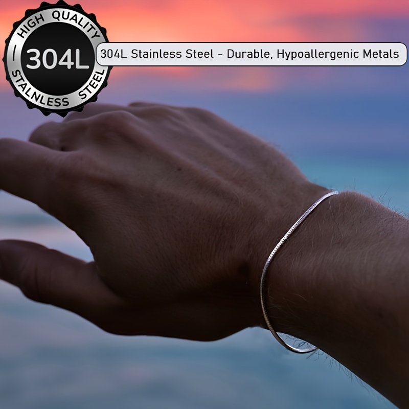 TEMU 1 bracciale unisex in acciaio inossidabile 304 304 304 resistente allo sbiadimento, anti-allergenico, regalo di gioielleria per coppie, durevole