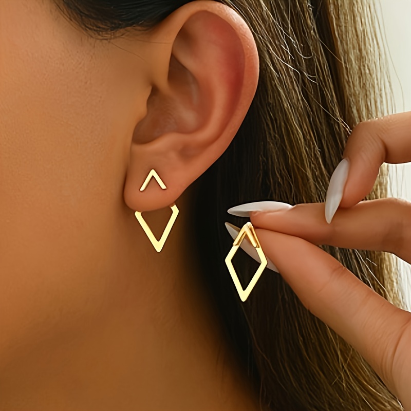 TEMU 1 Pair Fashionable Exquisite Elegant Individual Minimalist Geometric Detachable Double-wear Stud Earrings