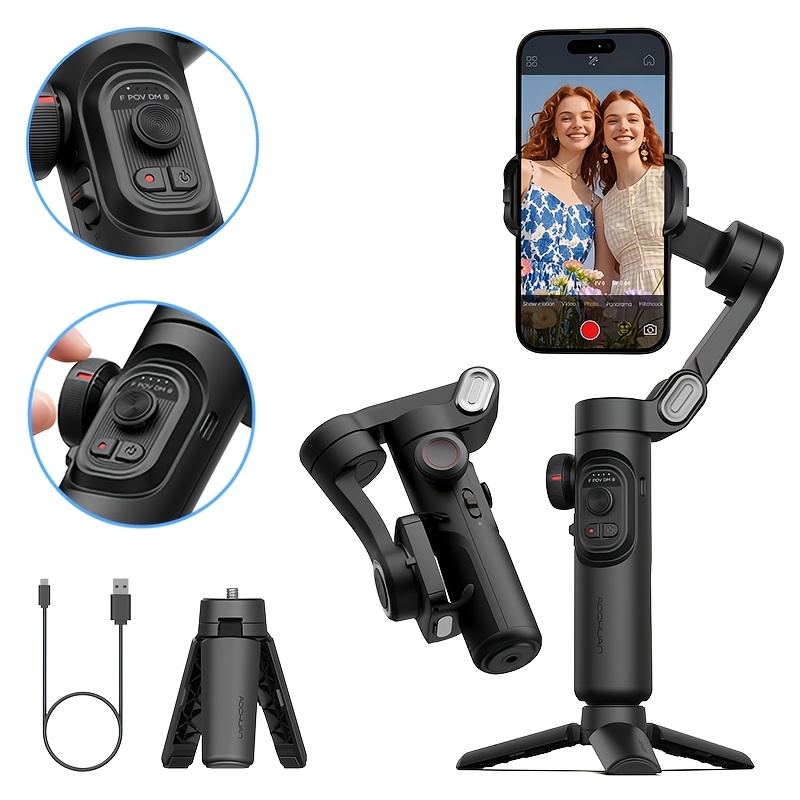 Aochuan Smart Xe 3-axis Phone Gimbal Stabilizer, Foldable Portable Handheld Shooting Bracket, Smart Anti-shake Gimbal With Ai Tracking, Gesture Remote Control, Horizontal Switch