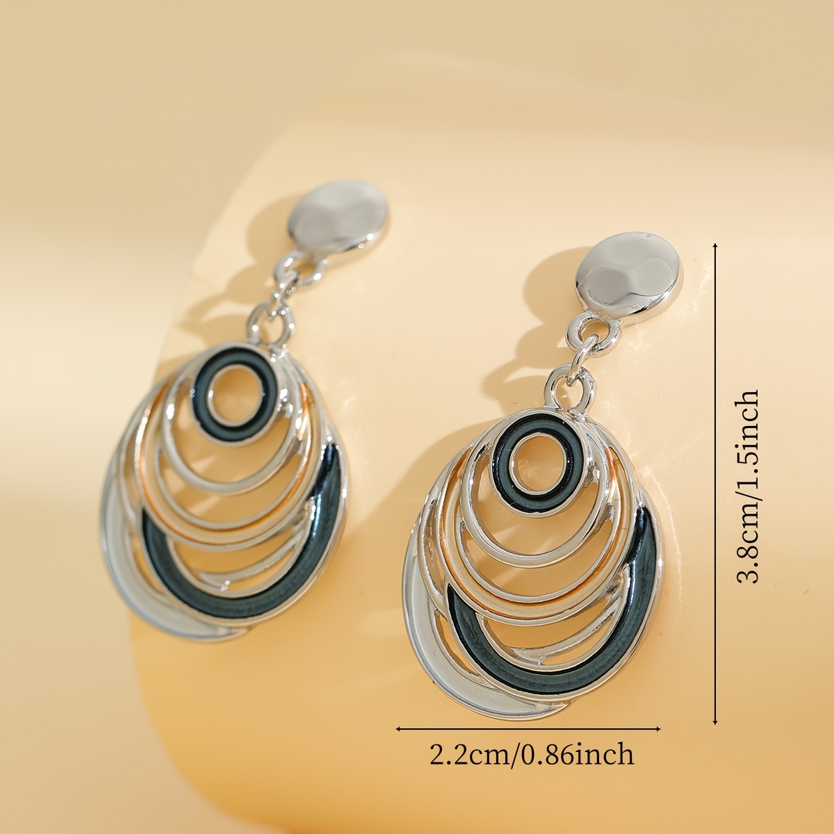 Vintage Bohemian Enamel Pendant Earrings, Circular Cut-Out Design