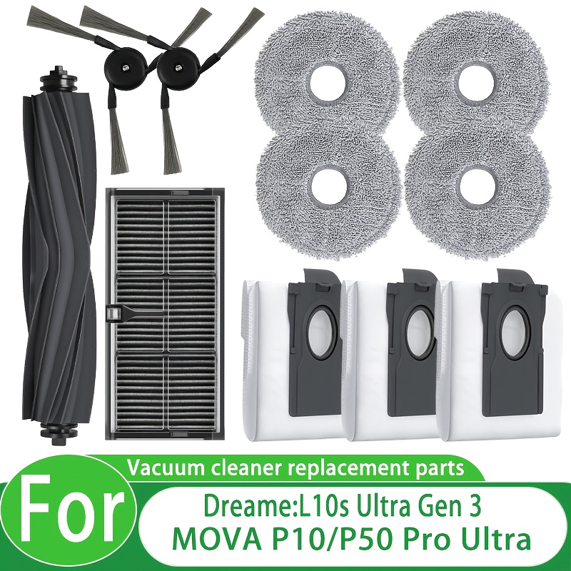 TEMU 11pcs Additions Replacement Kit For L10s 3/ P10/p50 Pro Ultra Robotic Vacuum Cleaner - Full Set Replacement Parts With Main Brush, Filters, Dust