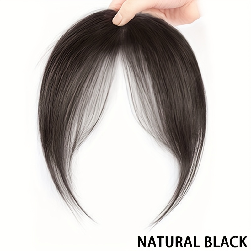 Image of Elegant Scissor Bangs Wig For Women - Straight Synthetic Hair With Heat-resistant Fibers And Adjustable Snap Mesh Cap