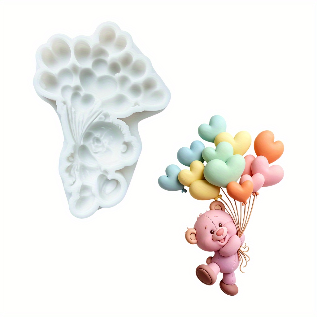 E-shop 1 Stück Bär-Liebe-Ballon-Silikonform, DIY Harzgussform, geeignet für Ton, Aromatherapie-Gips, Harzhandwerk, Schmuckherstellung, Kerzenzubehör,